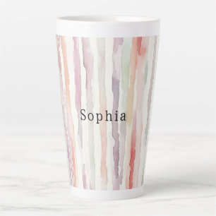 Tasse Latte Anniversaire Melon Lavande Rose Blanc Rayures
