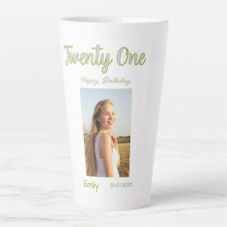Tasse Latte anniversaire vingt et un ans photo ombre fille gri
