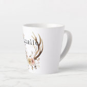 Tasse Latte Antlers de Cerfs Floraux Roses Blanches Personnali (Angle droit)