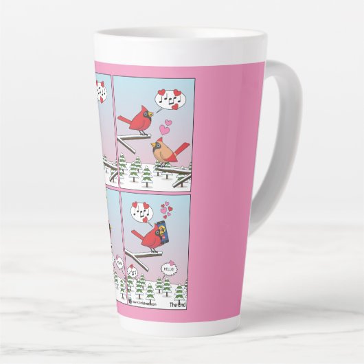 Tasse Latte Appels de accouplement d'oiseaux modernes comique (Angle droit)
