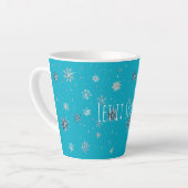 Tasse Latte Aqua Blue Silver White Christmas Snowflakes (Angle gauche)