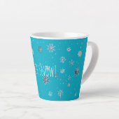 Tasse Latte Aqua Blue Silver White Christmas Snowflakes (Angle droit)
