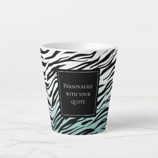 Tasse Latte Aqua Mint Black Zebra Print Ombre (Devant)