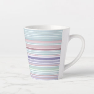 Tasse Latte Aqua, rose et rayures lavande