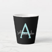 Tasse Latte Aqua Teal Blue Script Girly Monogram (Devant)