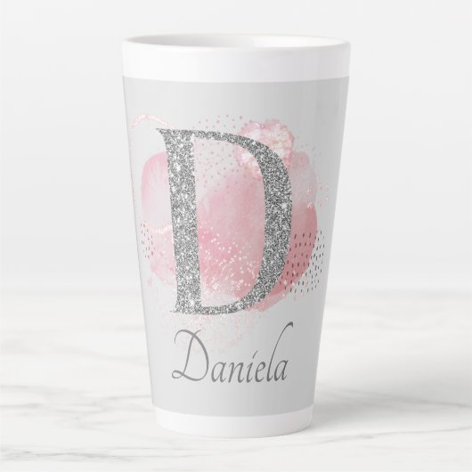 Tasse Latte Aquarelle Abstraite et Parties scintillant D (Devant)