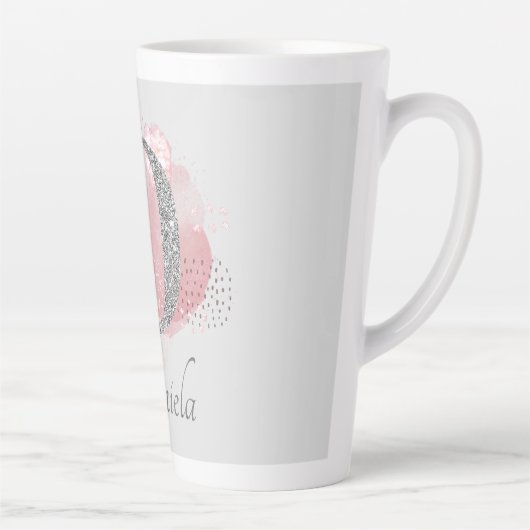 Tasse Latte Aquarelle Abstraite et Parties scintillant D (Droite)