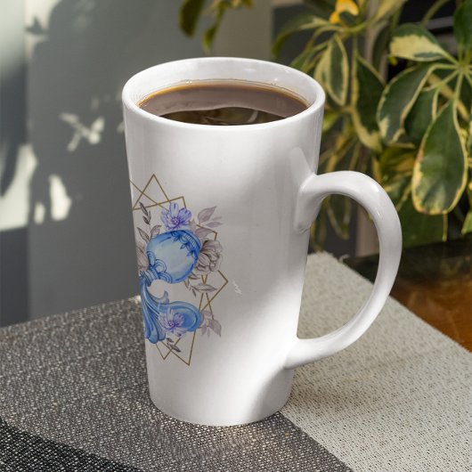 Tasse Latte Aquarelle Aquarius Astrologie Zodiac | Monogramme