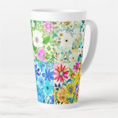 Tasse Latte Aquarelle Art Patchwork Floral Fleurs (Angle droit)