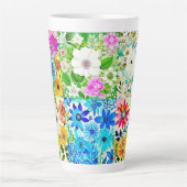 Tasse Latte Aquarelle Art Patchwork Floral Fleurs (Devant)