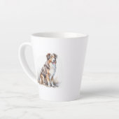Tasse Latte Aquarelle Australian Shepherd (Angle gauche)