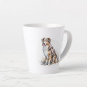 Tasse Latte Aquarelle Australian Shepherd (Angle droit)