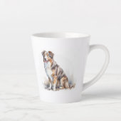 Tasse Latte Aquarelle Australian Shepherd (Droite)