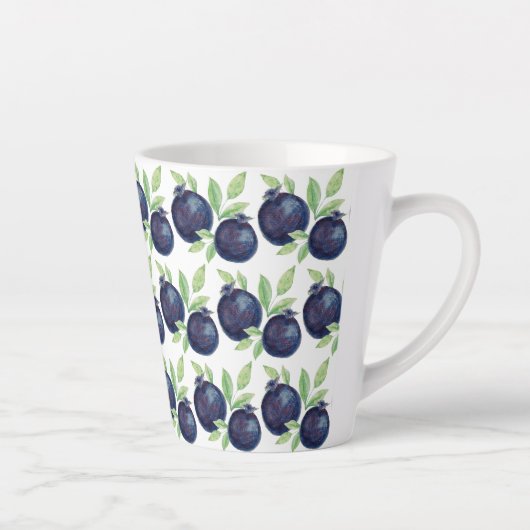 Tasse Latte Aquarelle Bleue Bleue Cute Art Peint à la main (Droite)