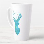 Tasse Latte Aquarelle bleue Cerf Silhouette (Angle gauche)
