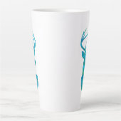 Tasse Latte Aquarelle bleue Cerf Silhouette (Devant)