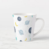 Tasse Latte Aquarelle Blue Space Planet Motif (Droite)