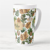 Tasse Latte Aquarelle Boho Intérieur Maison Plantes Nom Monogr (Angle droit)
