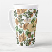 Tasse Latte Aquarelle Boho Intérieur Maison Plantes Nom Monogr (Angle gauche)