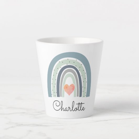 Tasse Latte Aquarelle Boho personnalisée Arc-en-ciel (Devant)
