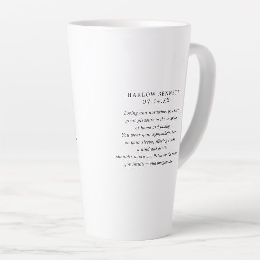 Tasse Latte Aquarelle Cancer Astrologie Signe zodiaque | Monog (Angle droit)