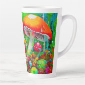Tasse Latte Aquarelle Champignons Abstraits (Droite)