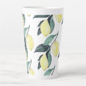 Tasse Latte Aquarelle Citrons jaunes Motif sans couture (Devant)