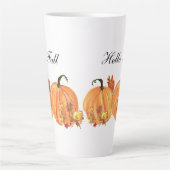 Tasse Latte Aquarelle Citrouille automne Feuilles automnales (Devant)