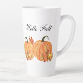 Tasse Latte Aquarelle Citrouille automne Feuilles automnales (Droite)