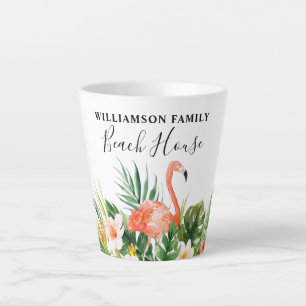 Tasse Latte Aquarelle Coral Tropical Floral Beach House