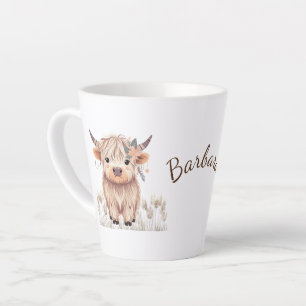 Tasse Latte Aquarelle Cute personnalisée Highland Cow