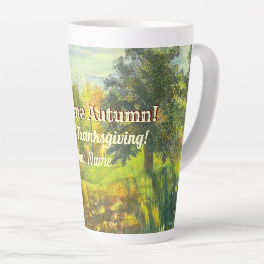 Tasse Latte Aquarelle d'automne (Angle droit)