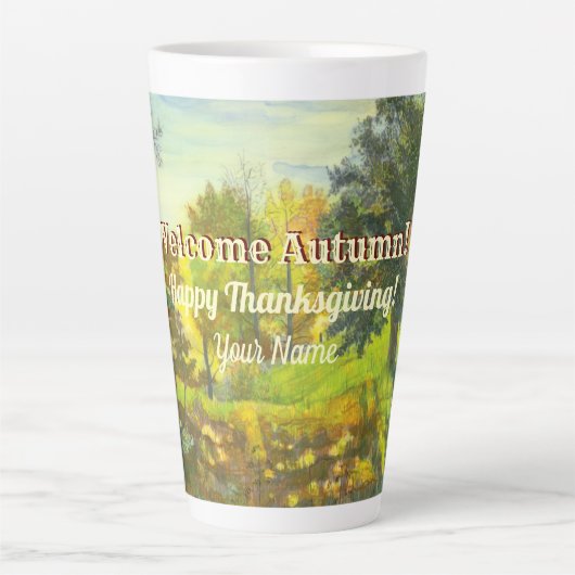 Tasse Latte Aquarelle d'automne (Devant)