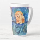 Tasse Latte Aquarelle de chien de la LUNE D'ARGENT (Angle droit)