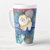 Tasse Latte Aquarelle de chien de la LUNE D'ARGENT (Angle gauche)