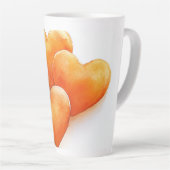 Tasse Latte * Aquarelle de Coeurs orange (Angle droit)