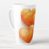 Tasse Latte * Aquarelle de Coeurs orange (Angle gauche)