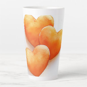 Tasse Latte * Aquarelle de Coeurs orange