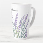Tasse Latte Aquarelle de lavande violette monogramme (Angle droit)