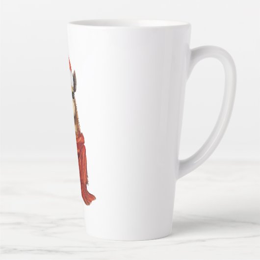 Tasse Latte Aquarelle de Noël Giraffe hiver (Droite)