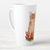 Tasse Latte Aquarelle de Noël Tabby Cat (Angle gauche)
