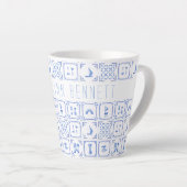 Tasse Latte Aquarelle Delft Carrelage bleu et blanc | Monogram (Angle droit)
