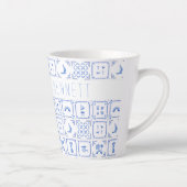 Tasse Latte Aquarelle Delft Carrelage bleu et blanc | Monogram (Droite)