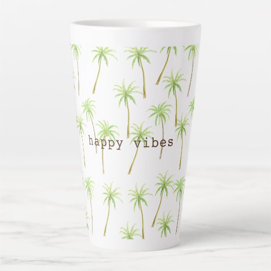 Tasse Latte Aquarelle des palmiers tropicaux (Devant)