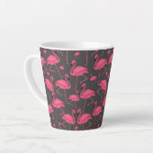 Tasse Latte Aquarelle d'oiseau Flamant rose en gris foncé (Angle gauche)