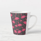 Tasse Latte Aquarelle d'oiseau Flamant rose en gris foncé (Droite)