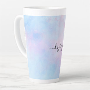 Tasse Latte Aquarelle Dreamy Rose bleu turquoise