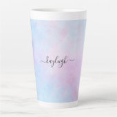 Tasse Latte Aquarelle Dreamy Rose bleu turquoise (Devant)