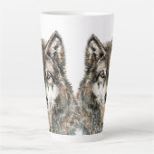 Tasse Latte Aquarelle du loup Loup Loup (Devant)