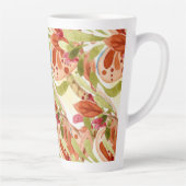 Tasse Latte Aquarelle Feuilles rose et vert sage (Droite)